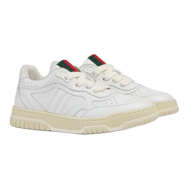 Детские кеды для скейтбординга Gucci Re Web White Kids, кожаные, Белый — фото 4