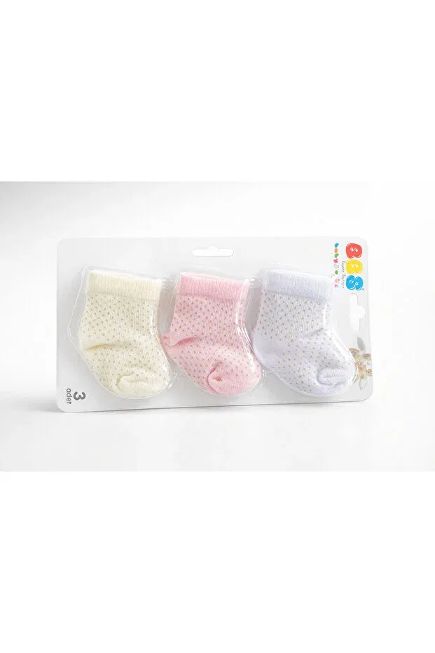 Детские носки для новорожденных хлопковые Cotton 0-6 months newborn baby girl socks Atlas Baby House, Pink White Ecru — фото 4