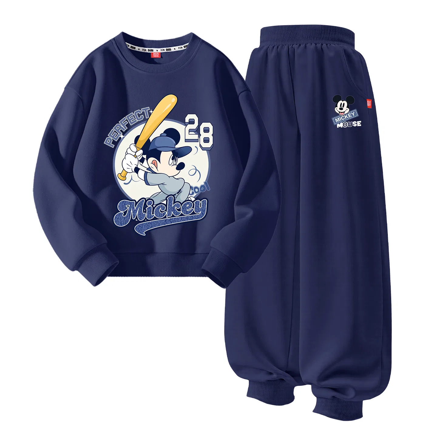 Детский спортивный комплект для мальчиков с принтом Disney Kids Casual Sportswear Crew Neck Moderate Stretch Breathable, Dibaofade Navy Blue+Dihuiqi Navy Blue