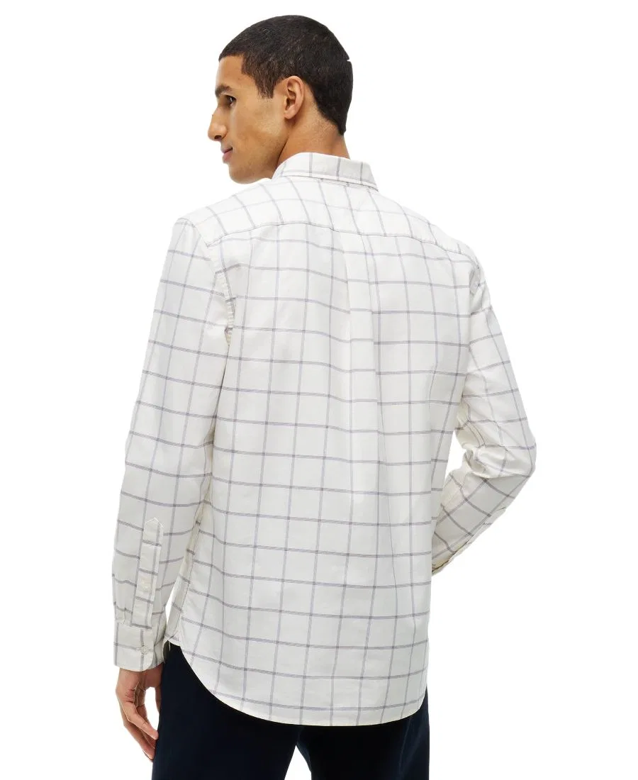 Мужская рубашка с принтом в клетку, модель Heritage Regular-Fit Oxford Windowpane Tommy Hilfiger, цвета Ivory Silk/Check — фото 4