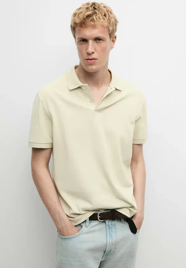 Поло из хлопка Massimo Dutti, Mottled Light Green, светло-зеленый