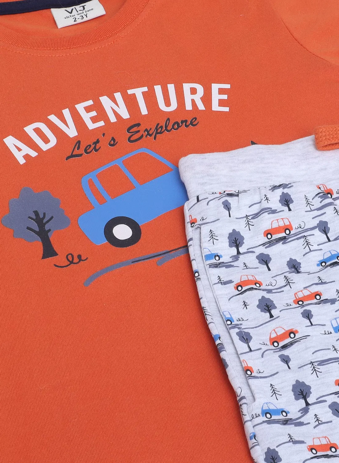 Комплект пижам с принтом, модель Printed T-shirt and All-over Printed Pyjama Set, Victor And Jane, оранжевый — фото 4