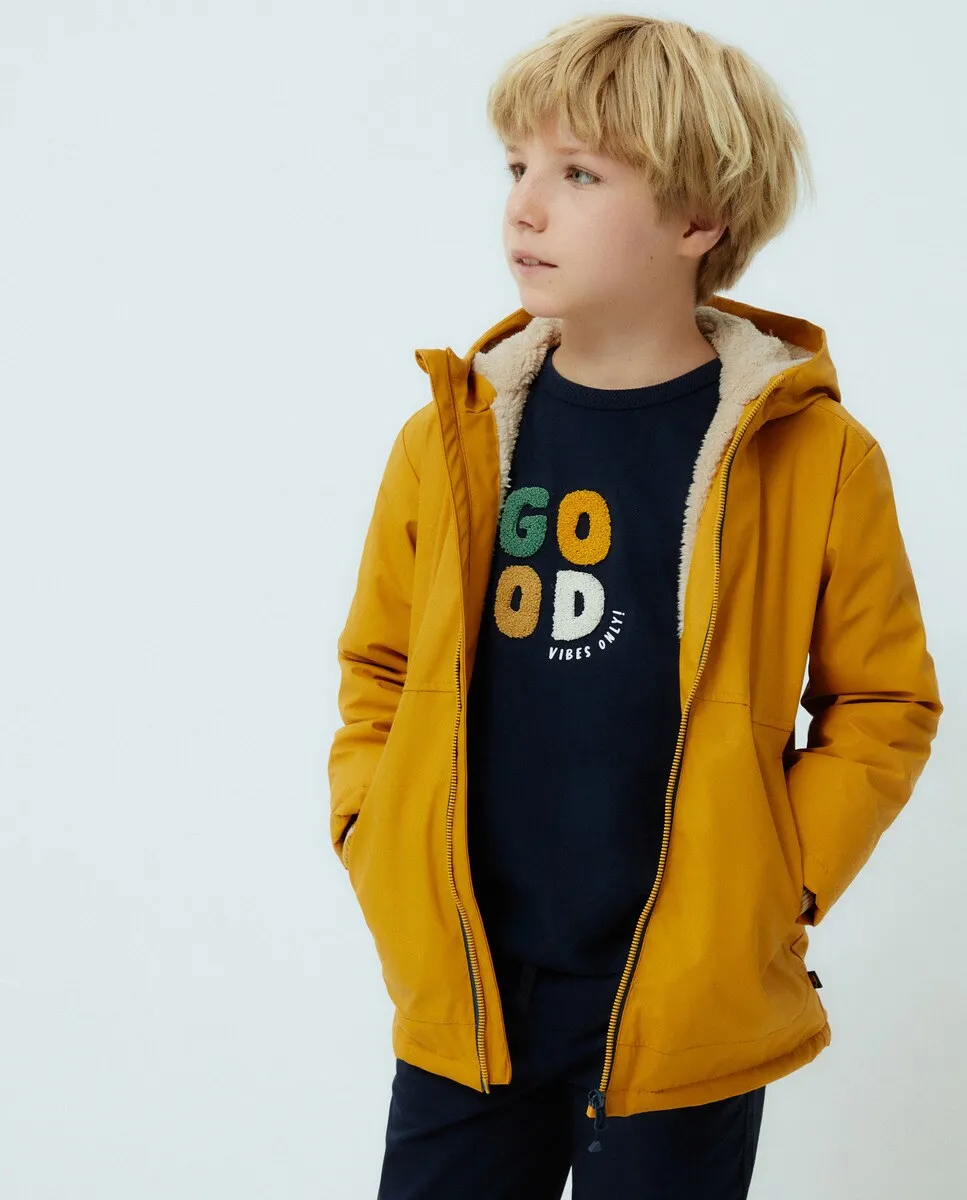 

Прорезиненная парка для мальчика на подкладке из овчины Kids El Corte Inglés, цвет Mostaza
