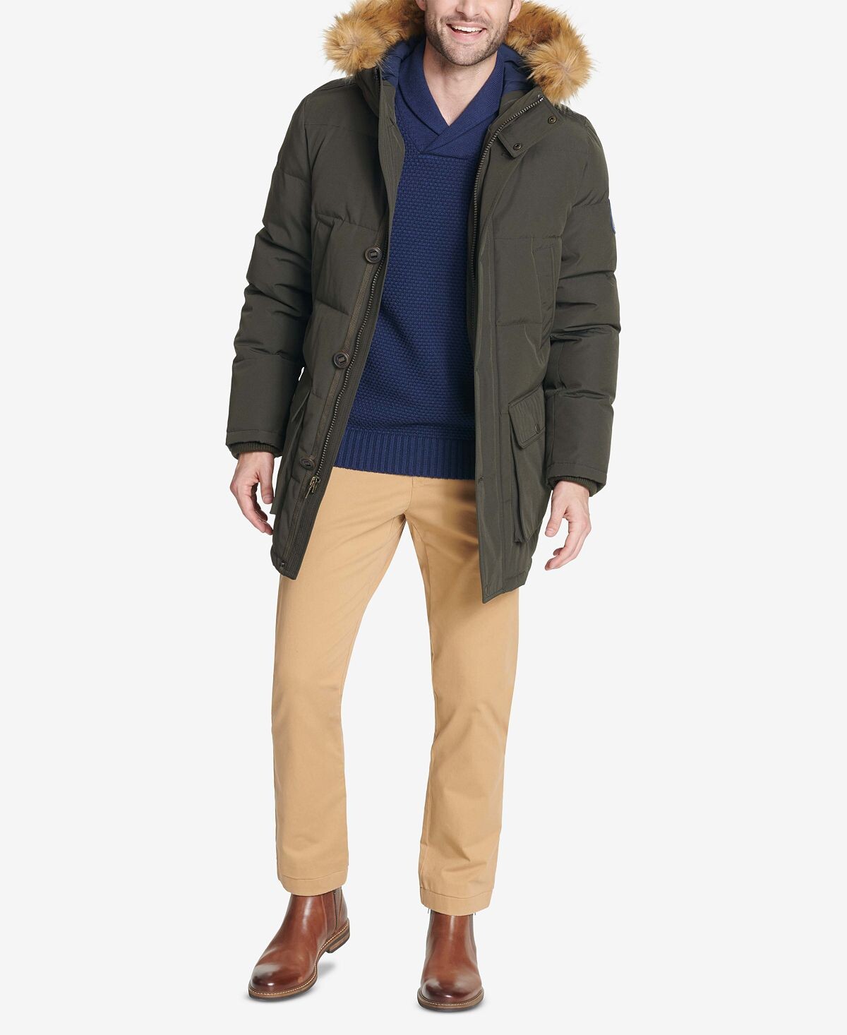 Мужское тяжелое длинное пальто для снорклинга Tommy Hilfiger, мульти — фото 4