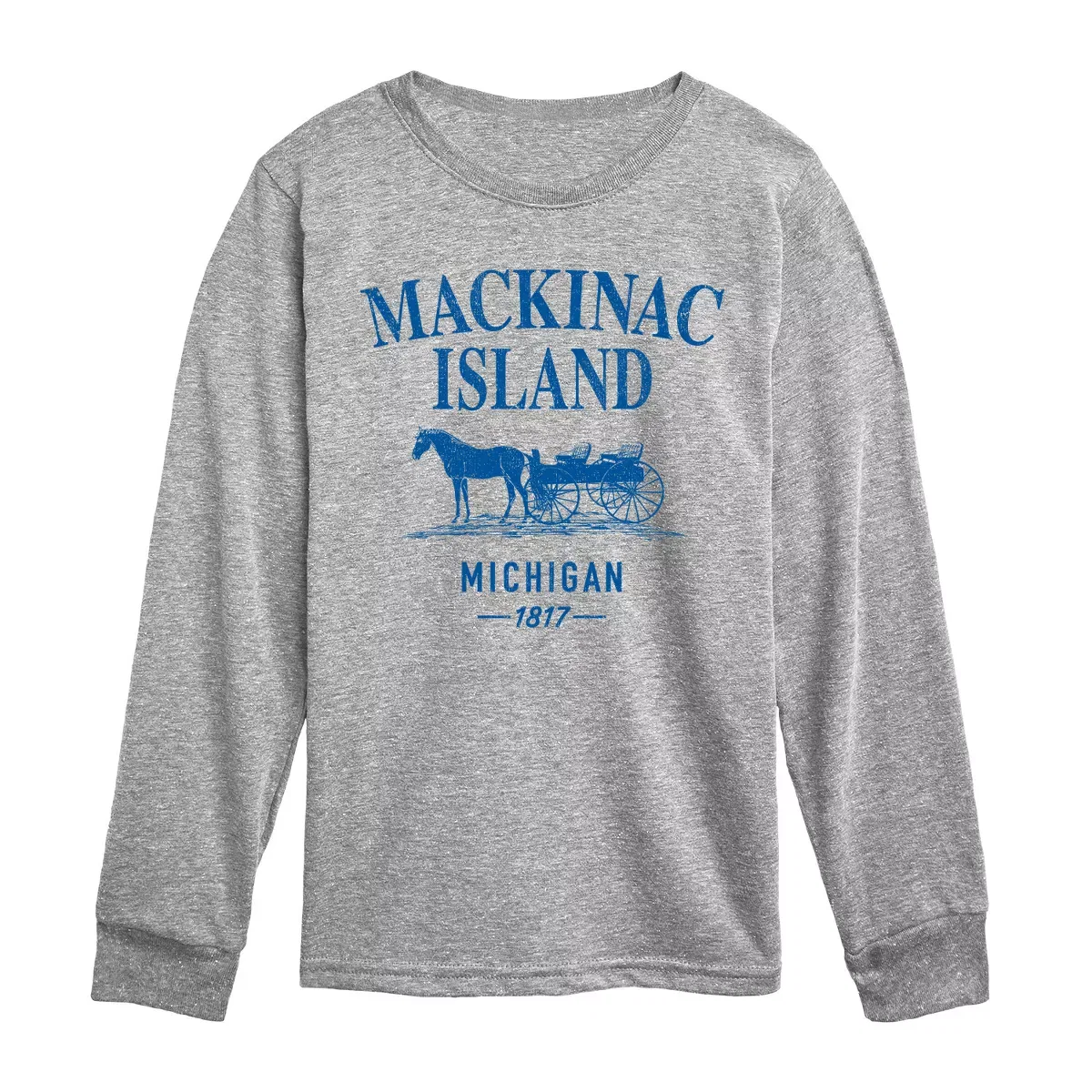 Детская футболка с длинным рукавом с принтом Mackinac Island, Michigan Instant Message, Athletic Heather