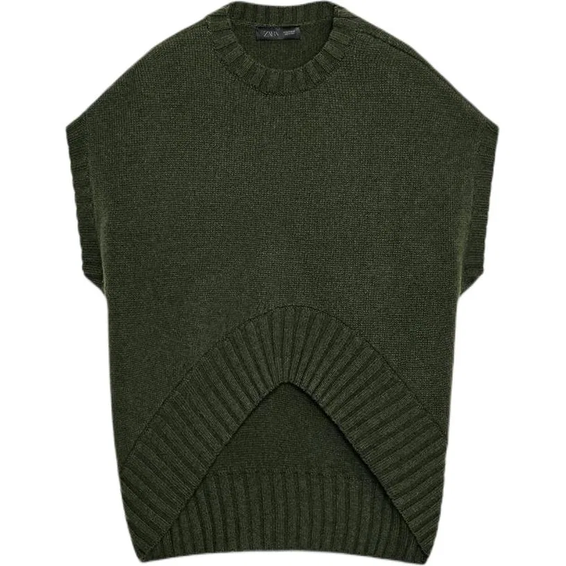 Женский топ-майка с круглым вырезом Green ZARA, Green