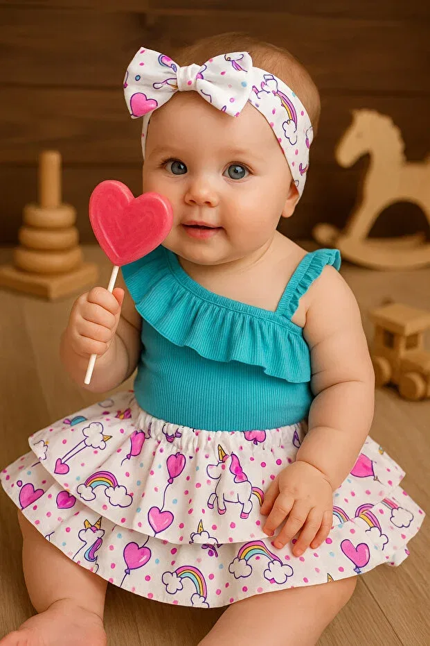 Детский комплект для девочек с принтом Mini Kids Baby, Blue