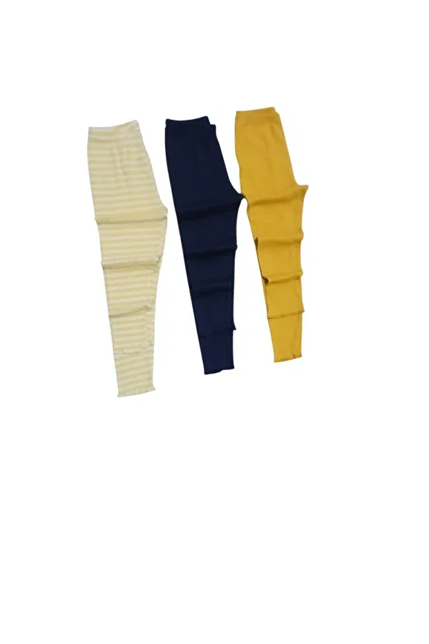 Детские леггинсы для девочек хлопковые Fun Kids, Yellow-Navy Blue-Striped