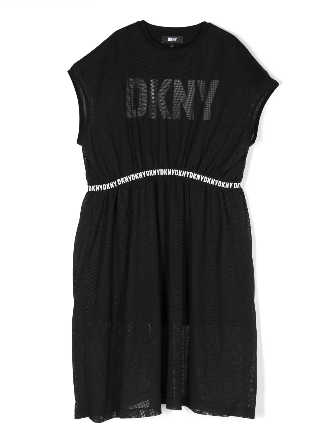 Платье из сетки с логотипом DKNY, черный