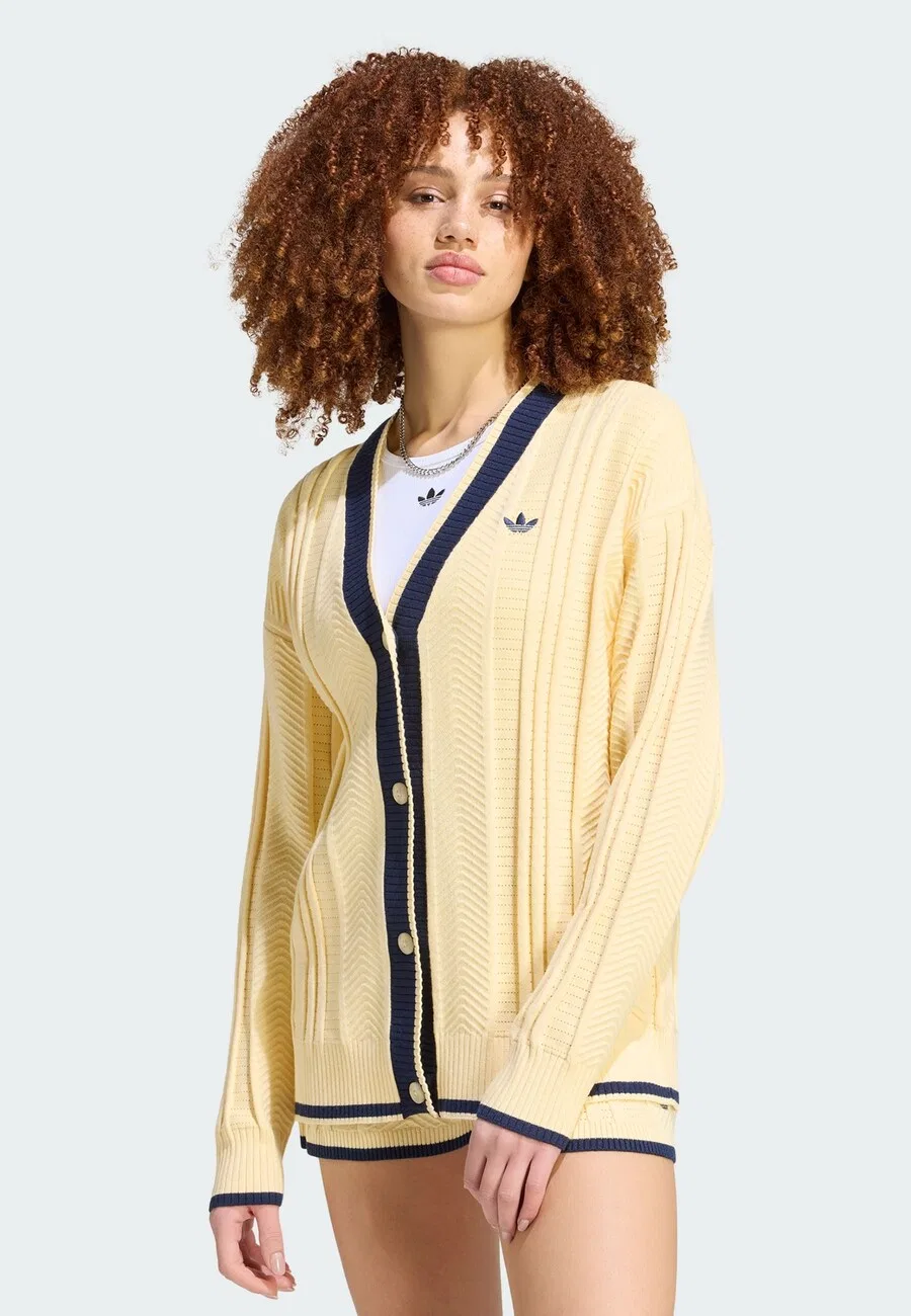 Вязаный кардиган ADIDAS ORIGINALS светло-желтого цвета — фото 2