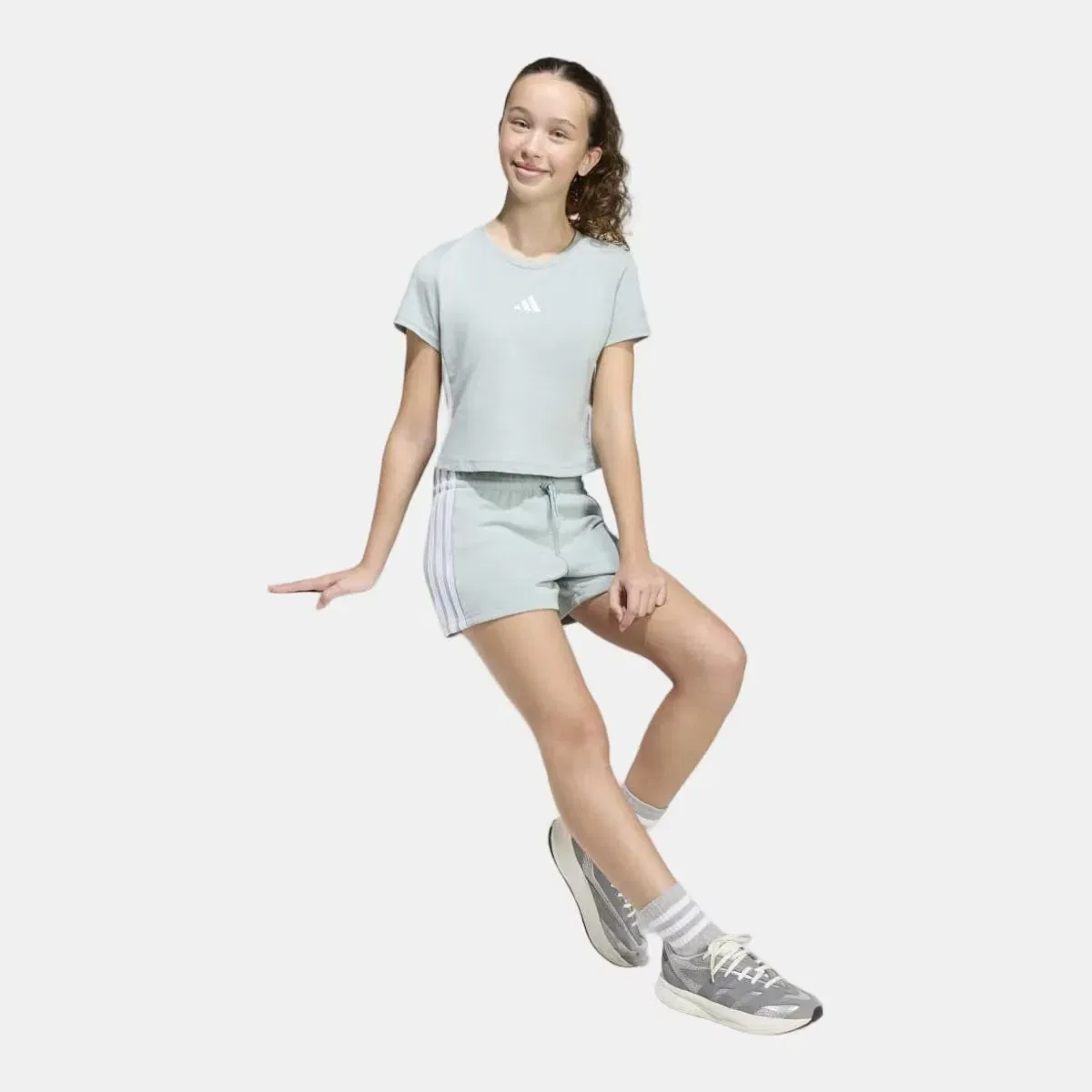 Детские шорты для девочек из футера Essentials adidas, Verde — фото 3