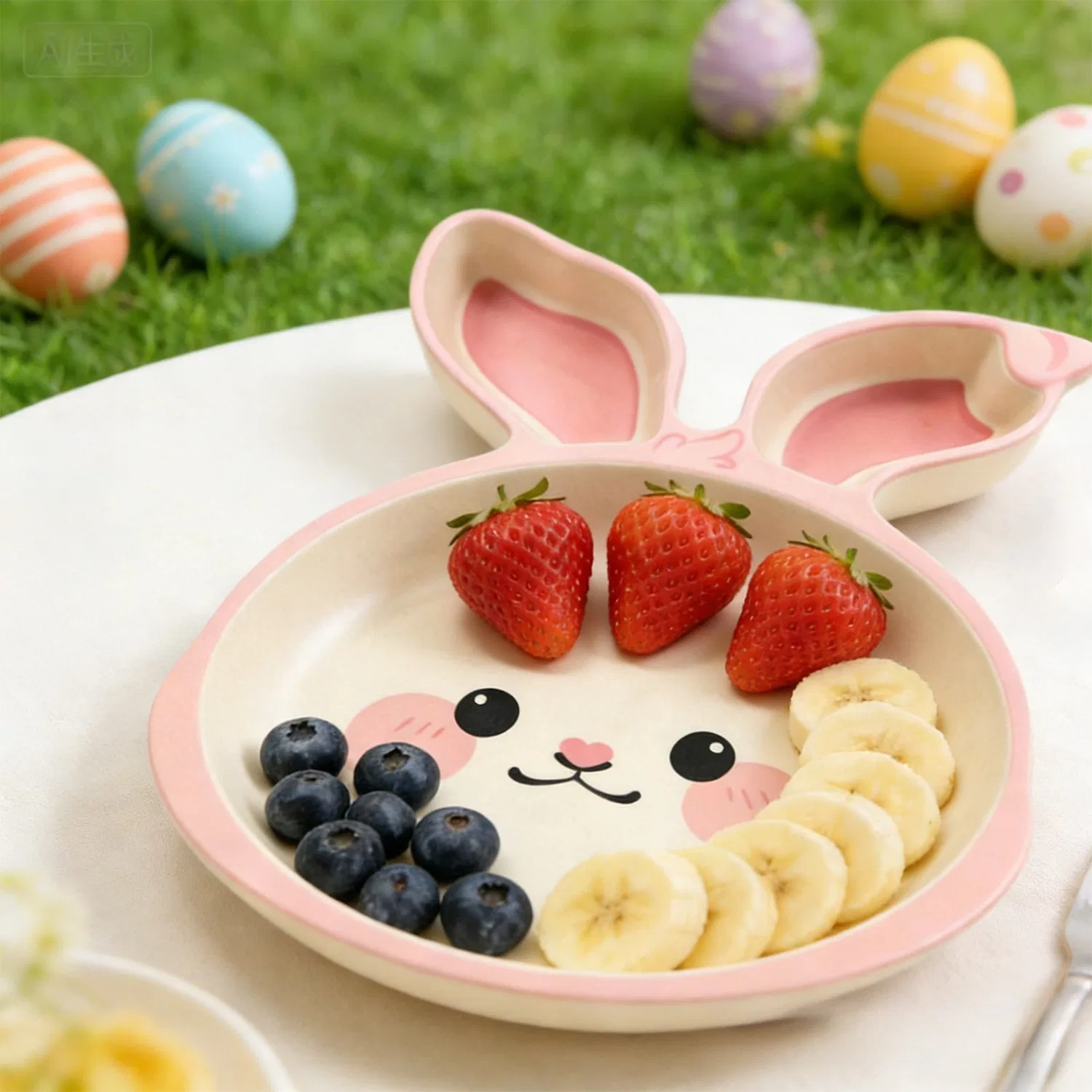 Тарелка детская 3-секционная Easter Bunny, 24.7x18.4 см, Btomtd, pink — фото 4
