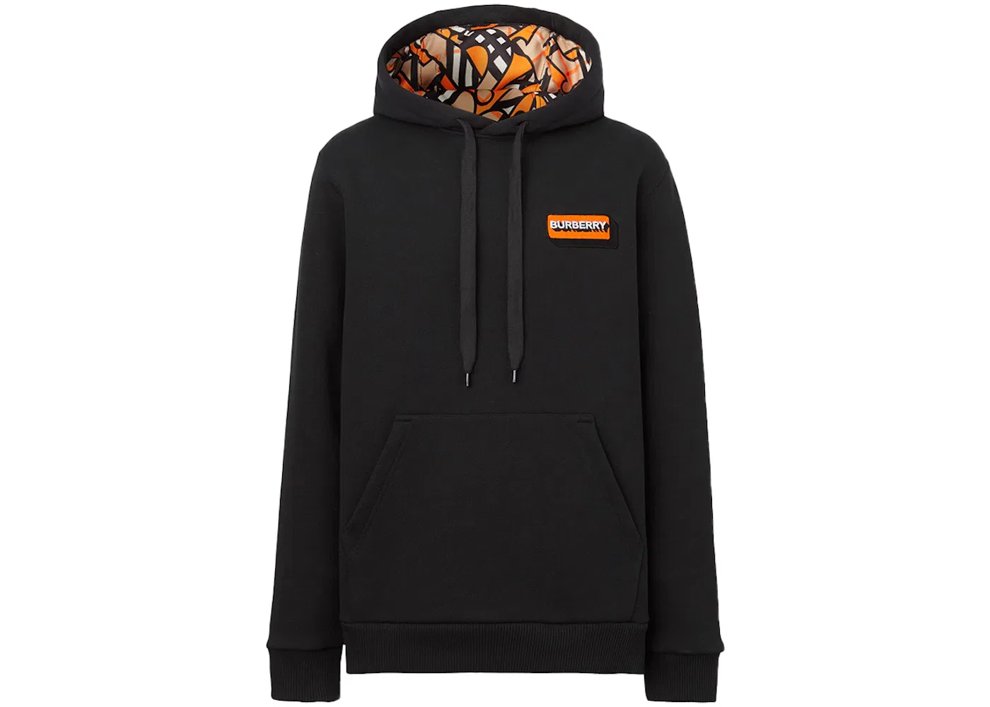 Мужской худи с принтом Burberry Logo Applique Cotton Hoodie, Black/Orange