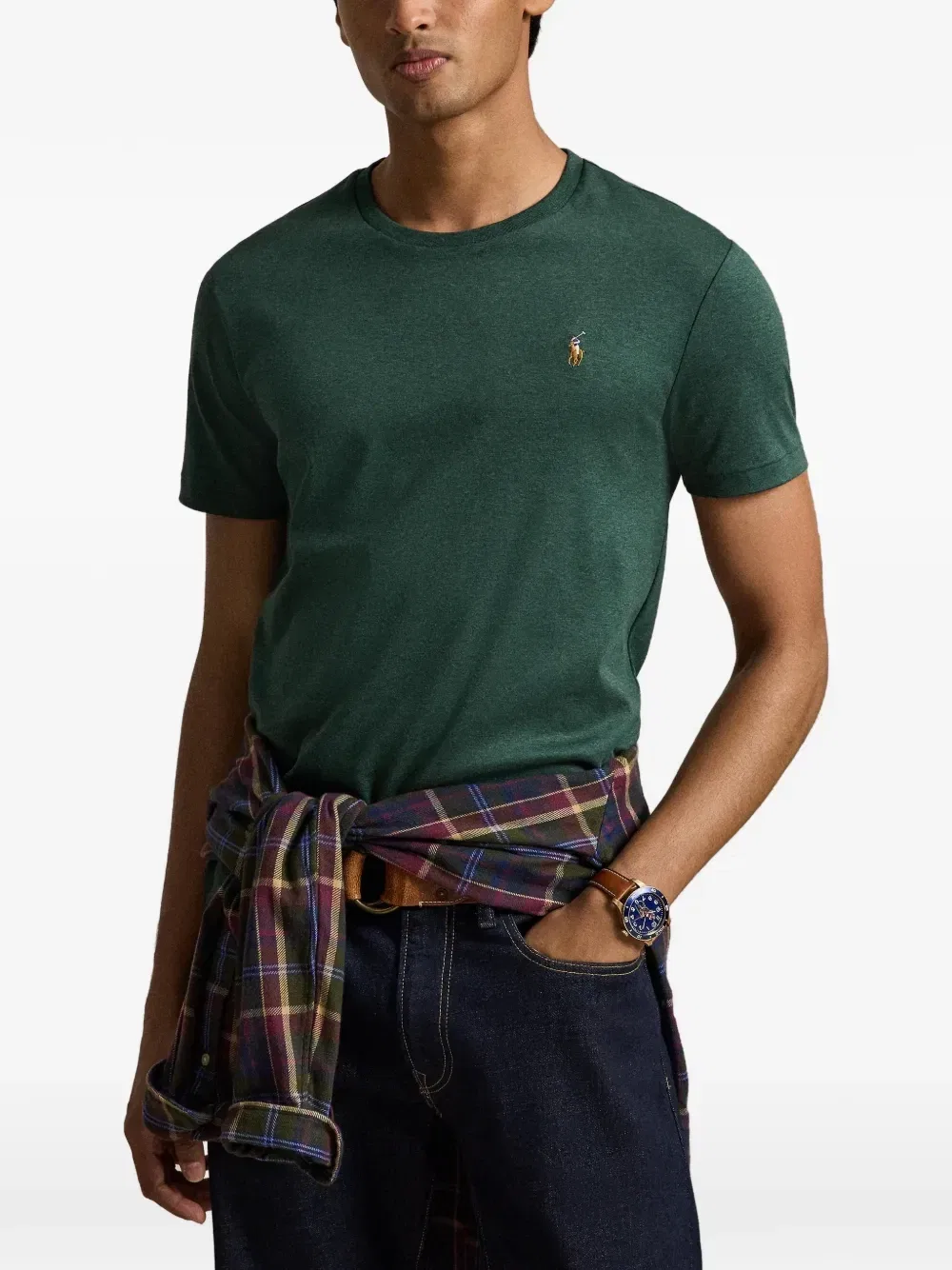 Футболка из хлопка с вышитым пони POLO RALPH LAUREN, зеленый — фото 3