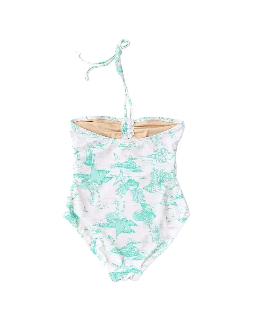 Детский слитный купальник с вырезом и завязками на шее Mermaid Toile Shade Critters, Mint — фото 2