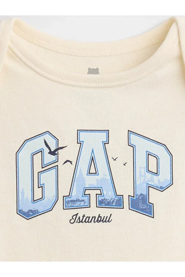 Детское боди с коротким рукавом Logo Gap, Off White-000 — фото 2