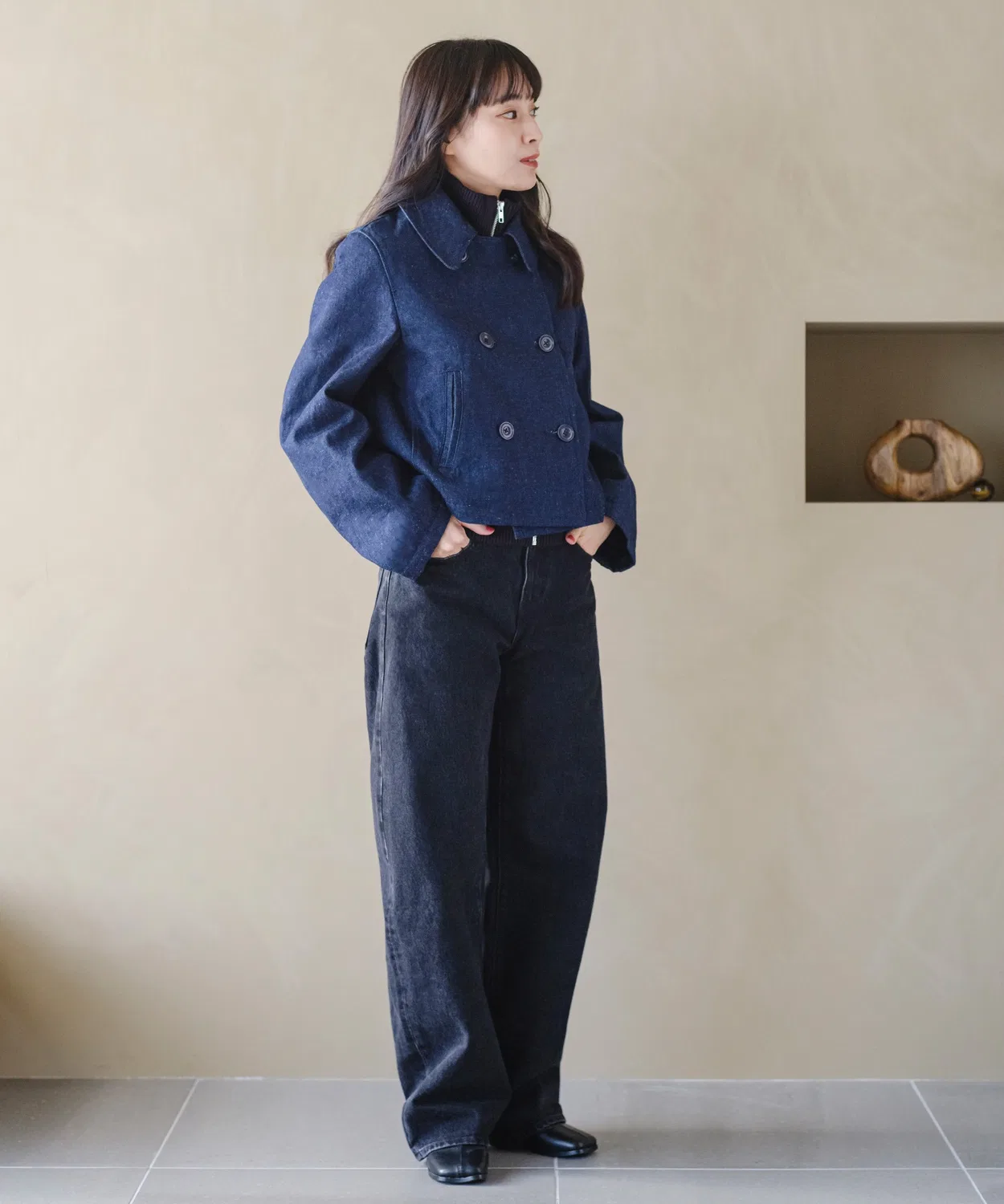 Женское пальто-пиджак с длинным рукавом с отстегивающимся жилетом Levi's Blue Tab Mariner, Dark Indigo Blue — фото 3