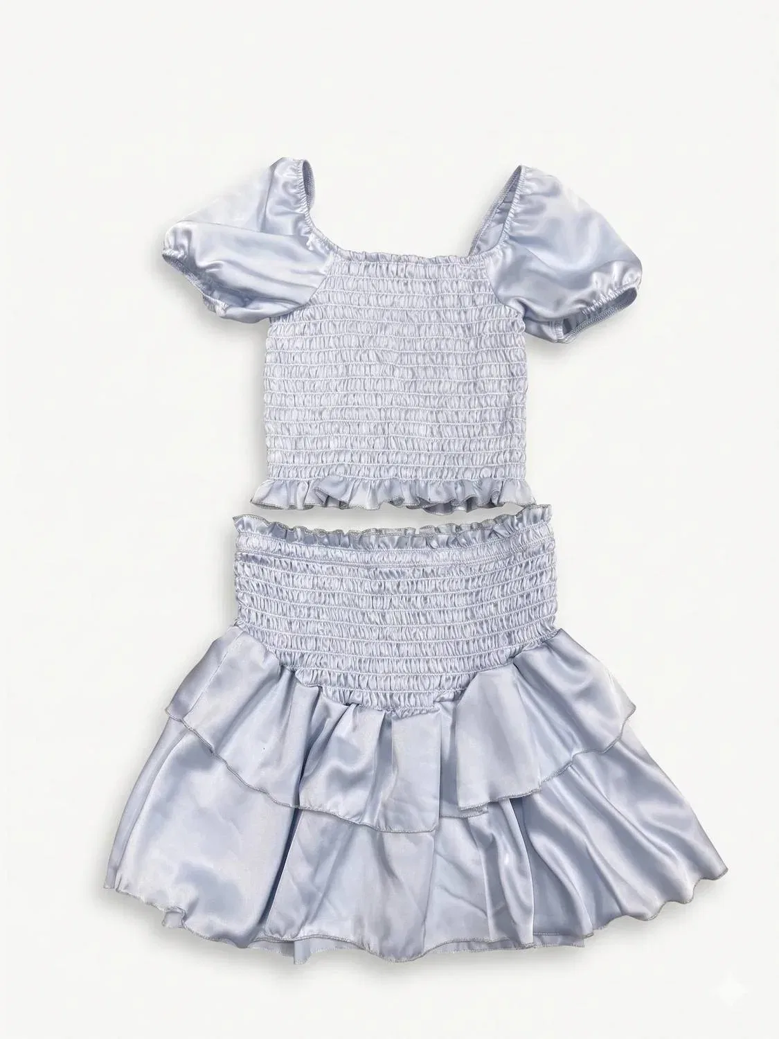 Детская юбка с оборками и присборенным поясом Cheryl Creations, Soft Blue