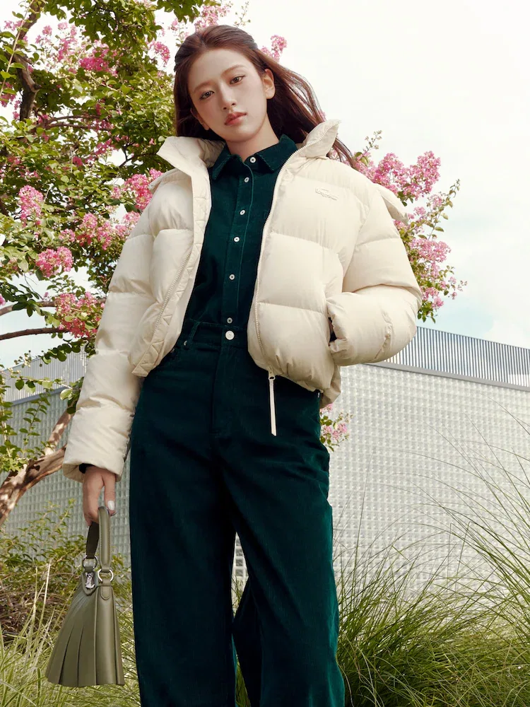 Рубашка LACOSTE из вельвета с логотипом, женская, повседневная, темно-синяя