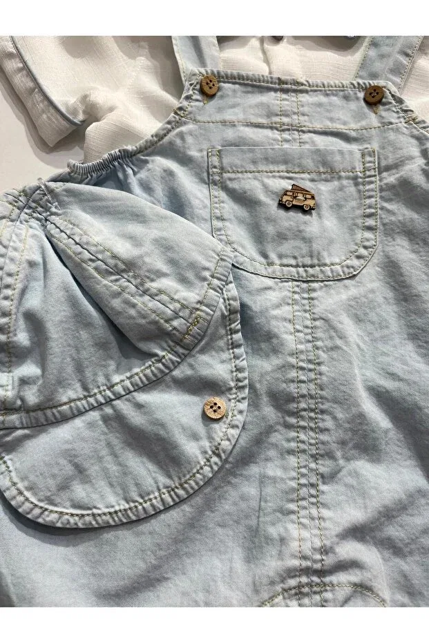 Детский комбинезон для мальчиков джинсовый Tencel Denim Baby Boy Salopet Noy Noy, Blue