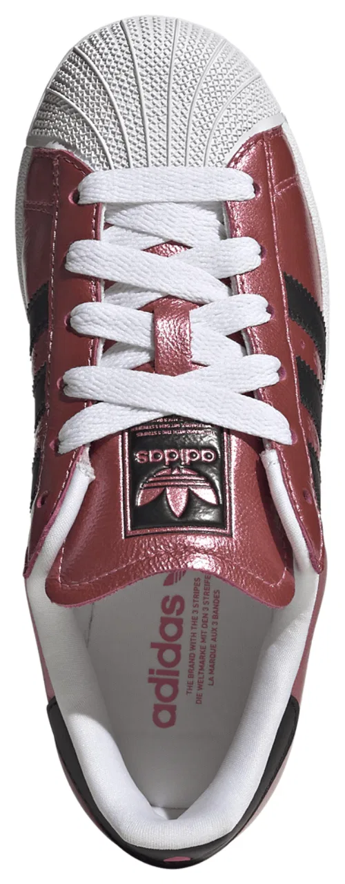 Детские кроссовки для девочек с принтом Superstar adidas, Pink Fusion Footwear White Core Black — фото 4