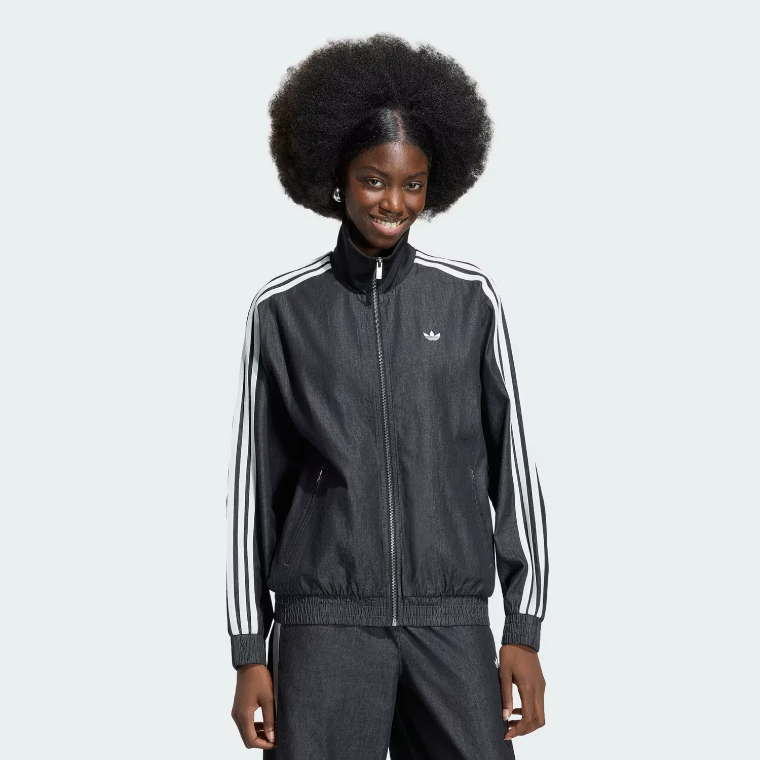 Женская спортивная куртка из денима Summer Glow Light Denim Firebird Adidas Originals, черный деним