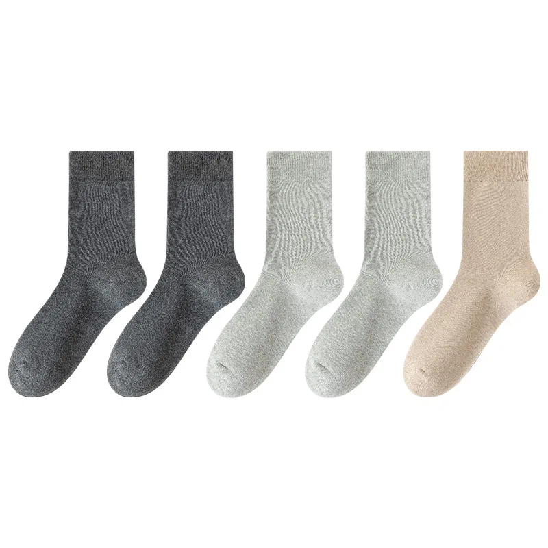 Детские носки-гольфы комплект из 5 пар, Unisex Crew Socks, MIIOW, 5 Pack (Dark Gray 2+Light Gray 2+Beige)