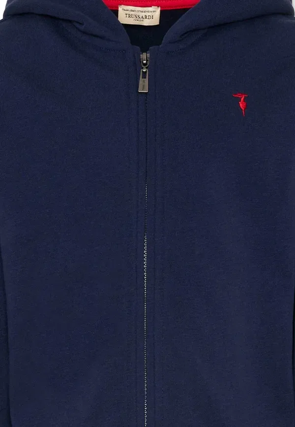 Худи принт Felpe Tru Trussardi Junior, синий — фото 3