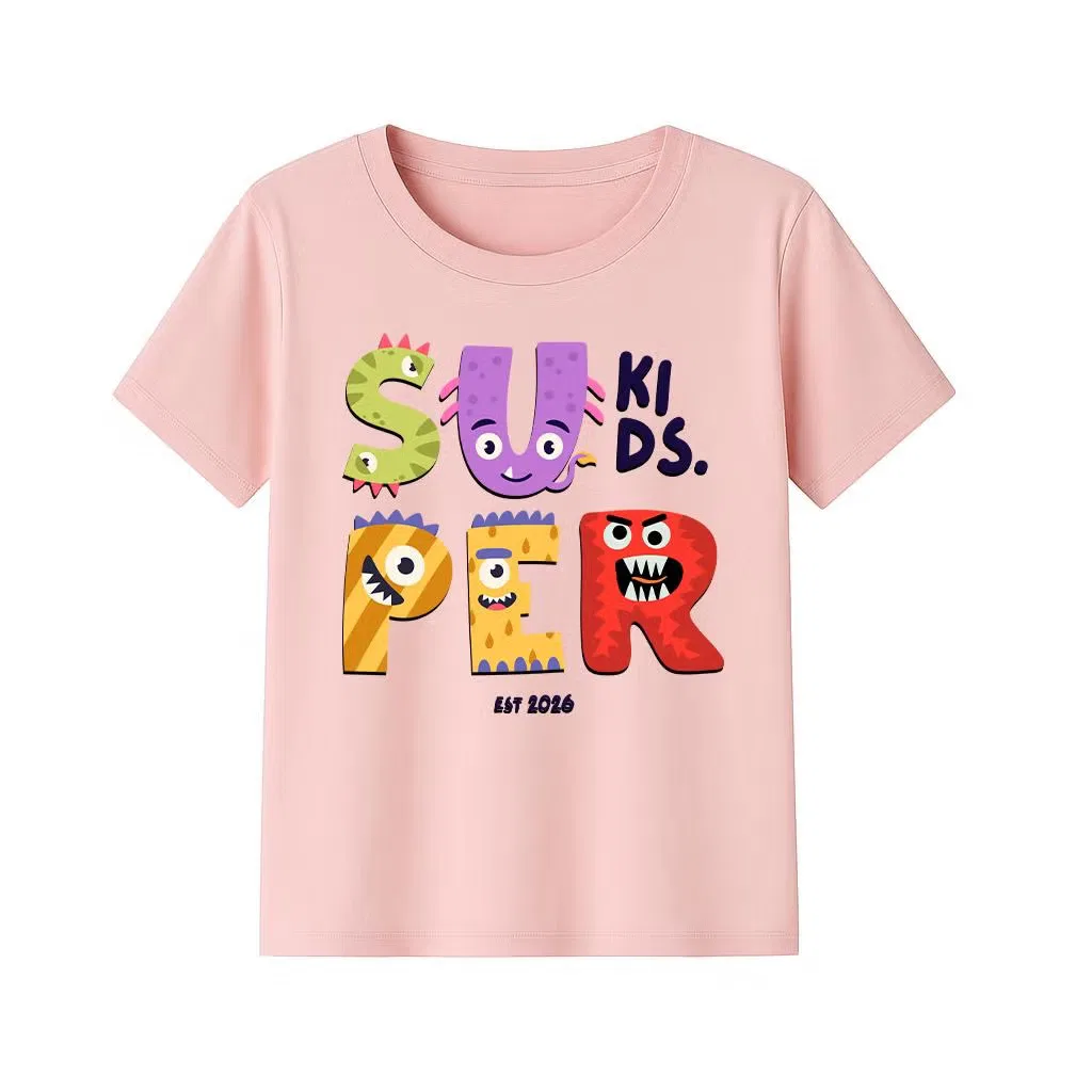 Футболка с принтом монстр-букв Super Kids Yoo Street, розовый