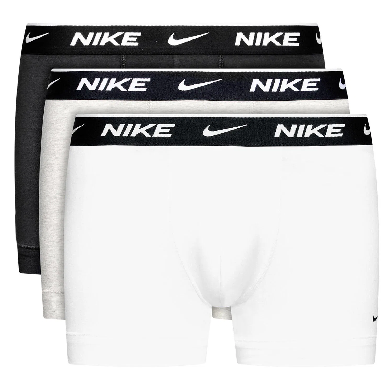 Мужские хлопковые боксеры с длинной штаниной Nike, 3-шт, Цвет Weiss Hellgrau Schwarz