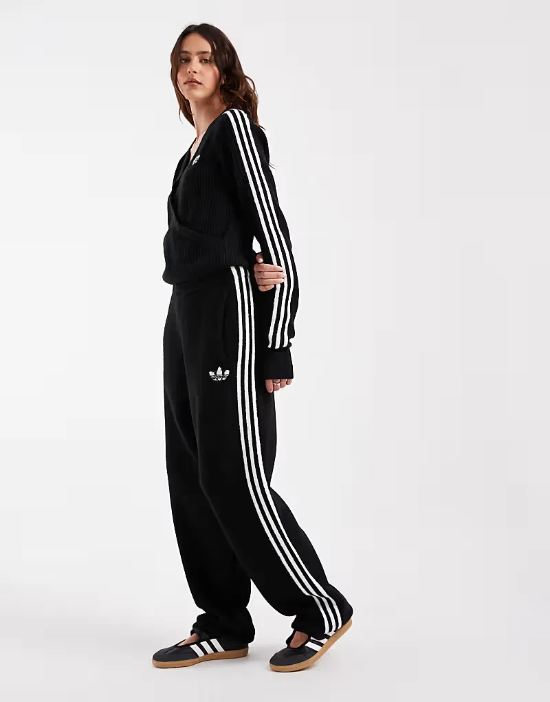 Вязаные спортивные брюки с отворотами Adidas Originals x Jennie, черный