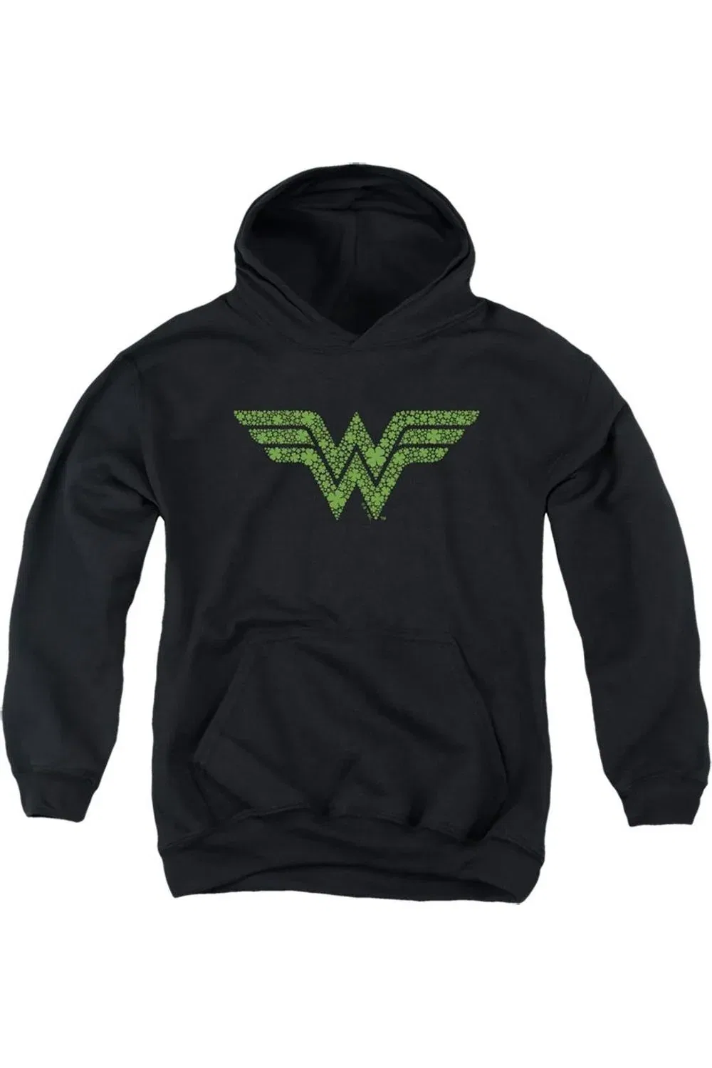 Детское худи для мальчиков с принтом Wonder Woman St. Patrick´s Day Shamrock Logo Gildan, черный
