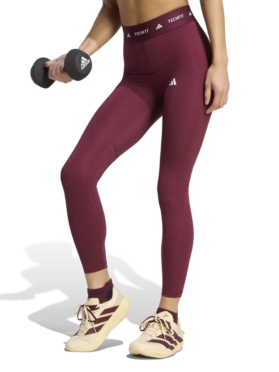 Спортивные брюки-скинни ADIDAS PERFORMANCE 'TECHFIT 7/8' каштаново-коричневого цвета — фото 2