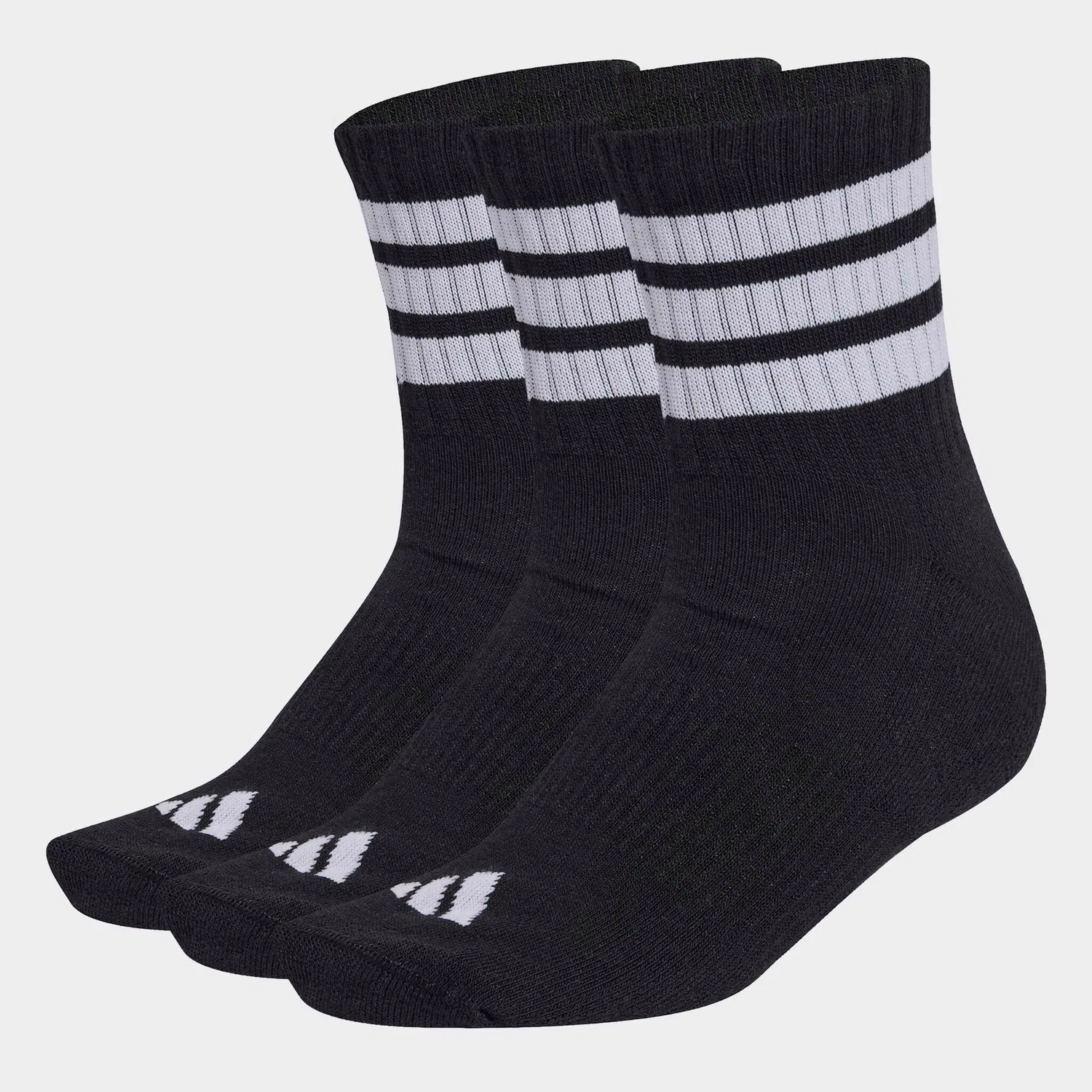 Женские спортивные носки средней высоты с тремя полосками Adidas Performance, Black/White/White