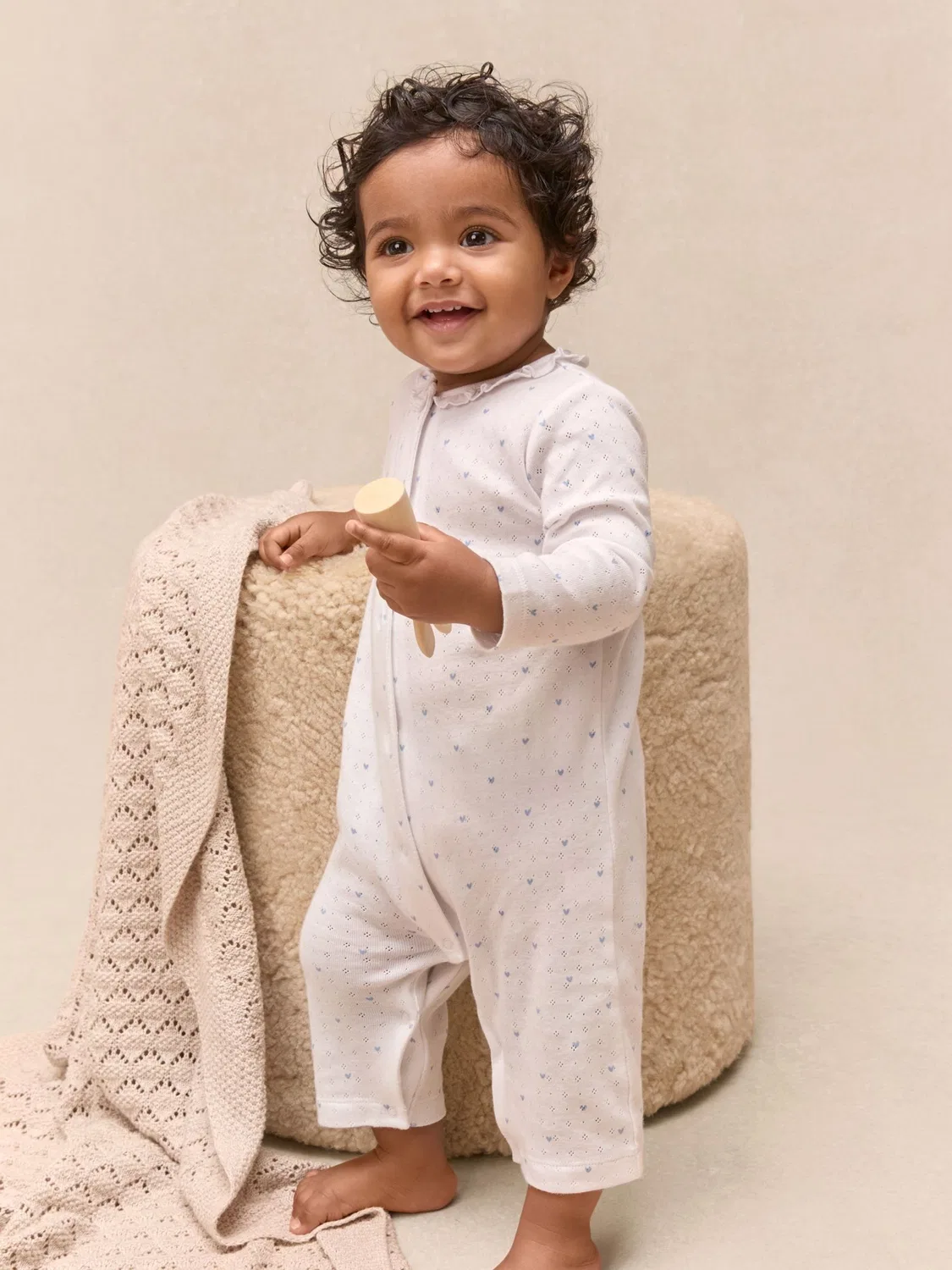Комбинезон для сна с кружевным воротником The White Company, белый