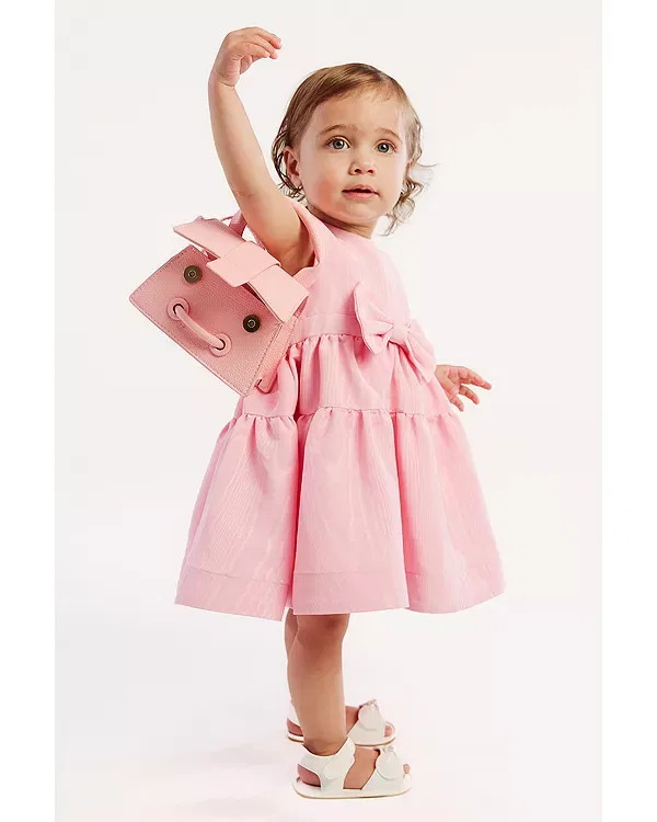 Детское платье для девочек кружевное Zaida Lace Mini Bow Dress Bardot, розовый — фото 4