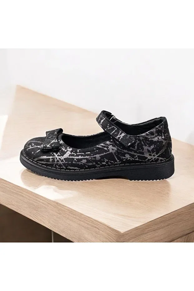 Детские балетки для девочек из натуральной кожи Classic Ballerinas Jojo Kids, Black Platinum — фото 2