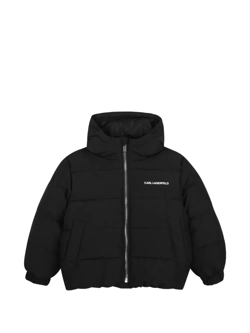 Пуховик с капюшоном Karl Lagerfeld Kids, черный