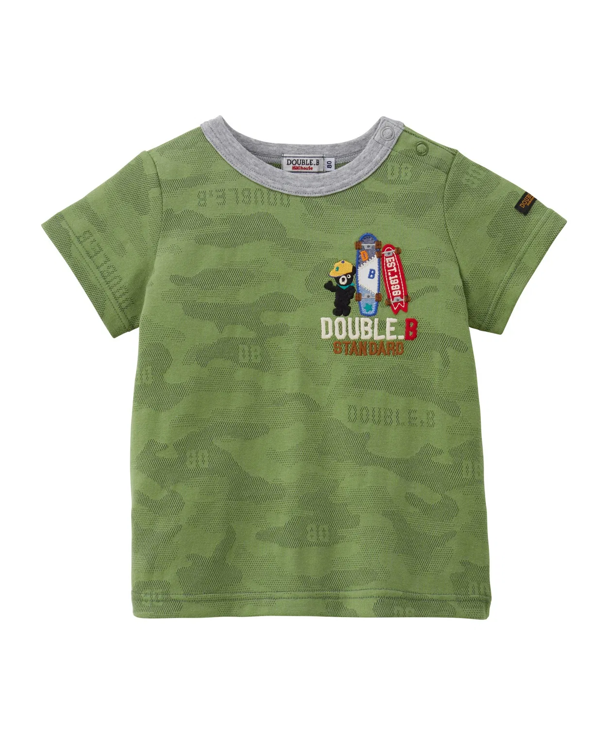 Детская футболка с принтом с коротким рукавом DOUBLE_B, Khaki
