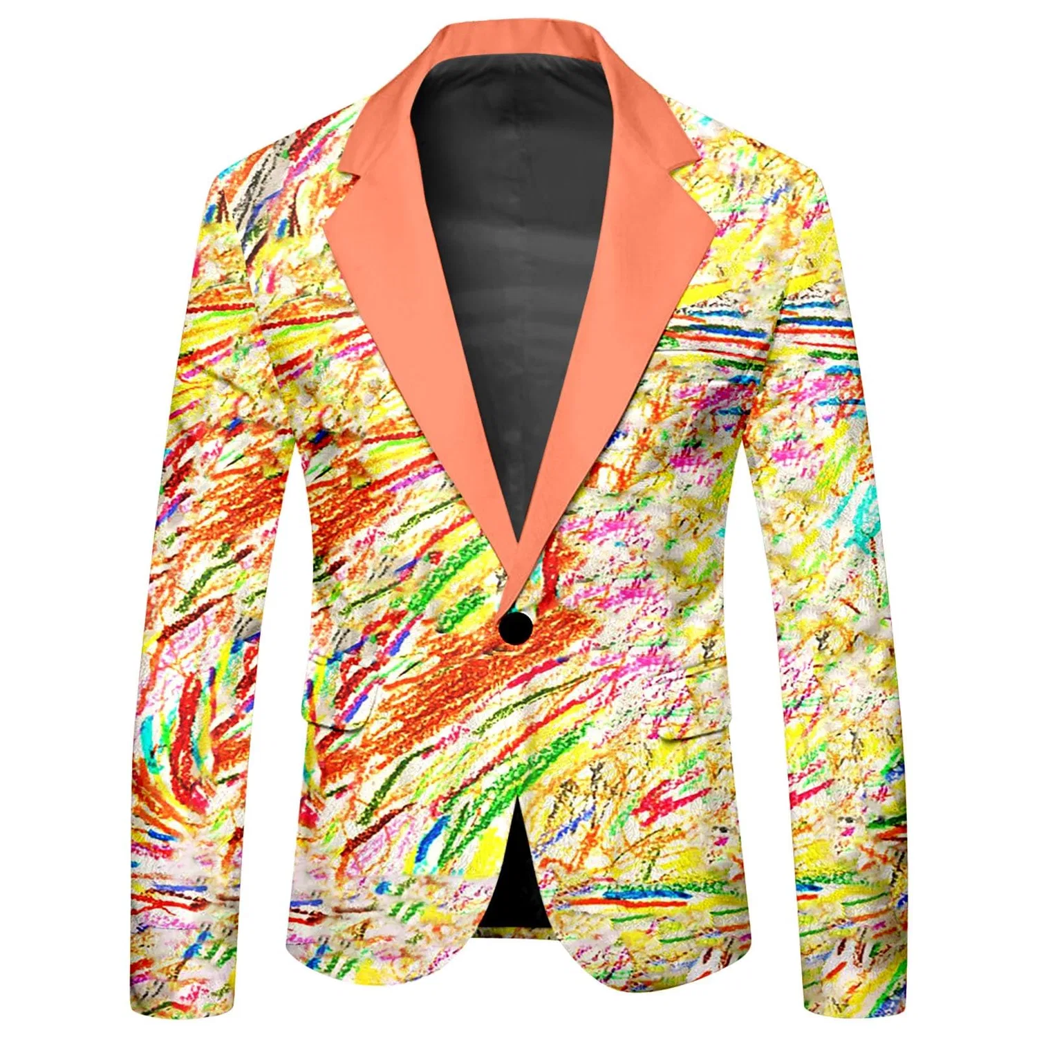 Мужская куртка с длинным рукавом Solid Color Fashion Sequins Slim Fit Long Sleeve Lapel Casual Suit Boy, 3-orange