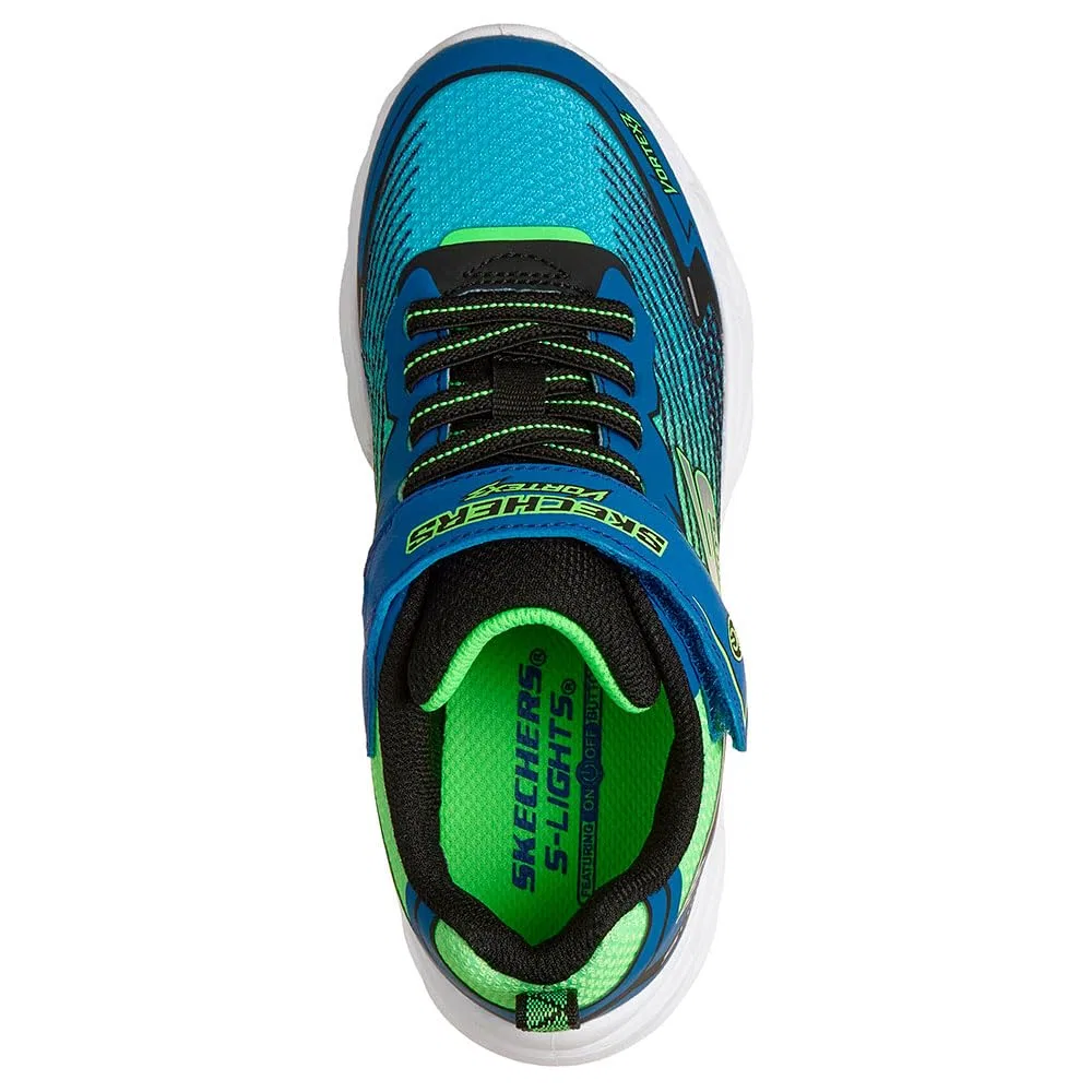 Детские кроссовки для мальчиков с подсветкой Skechers Vortex 3.0, Black Blue Lime — фото 4