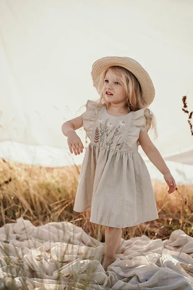 Детское платье для девочек хлопковое C.C.L. Coccolin Kids Baby Clup, Nude Color — фото 3