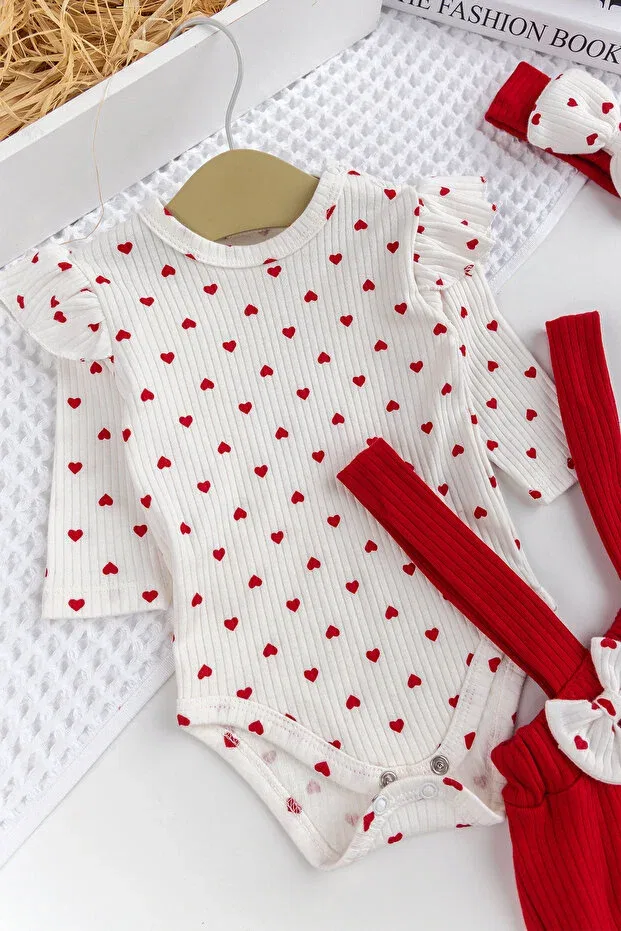 Детское платье для девочек хлопковое комплект из 3 предметов Babymod, Red — фото 4