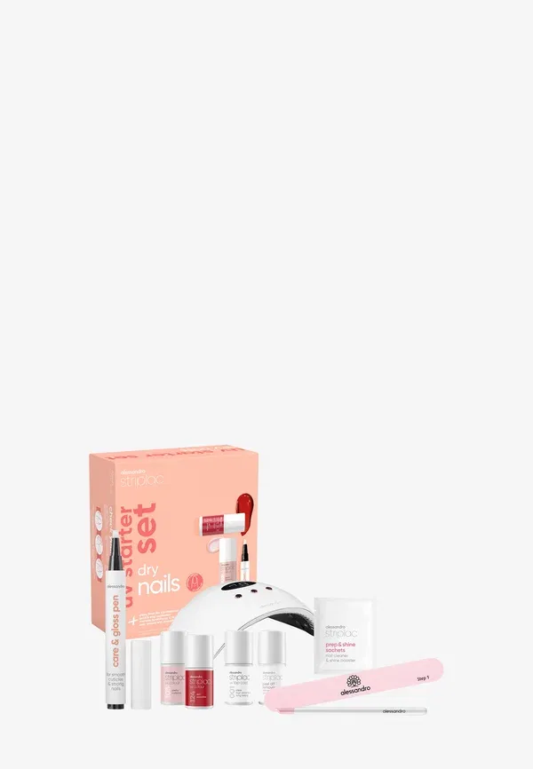 Набор для сушки ногтей Striplac UV Starter Set - 2 цвета - набор для маникюра Alessandro, красный/розовый