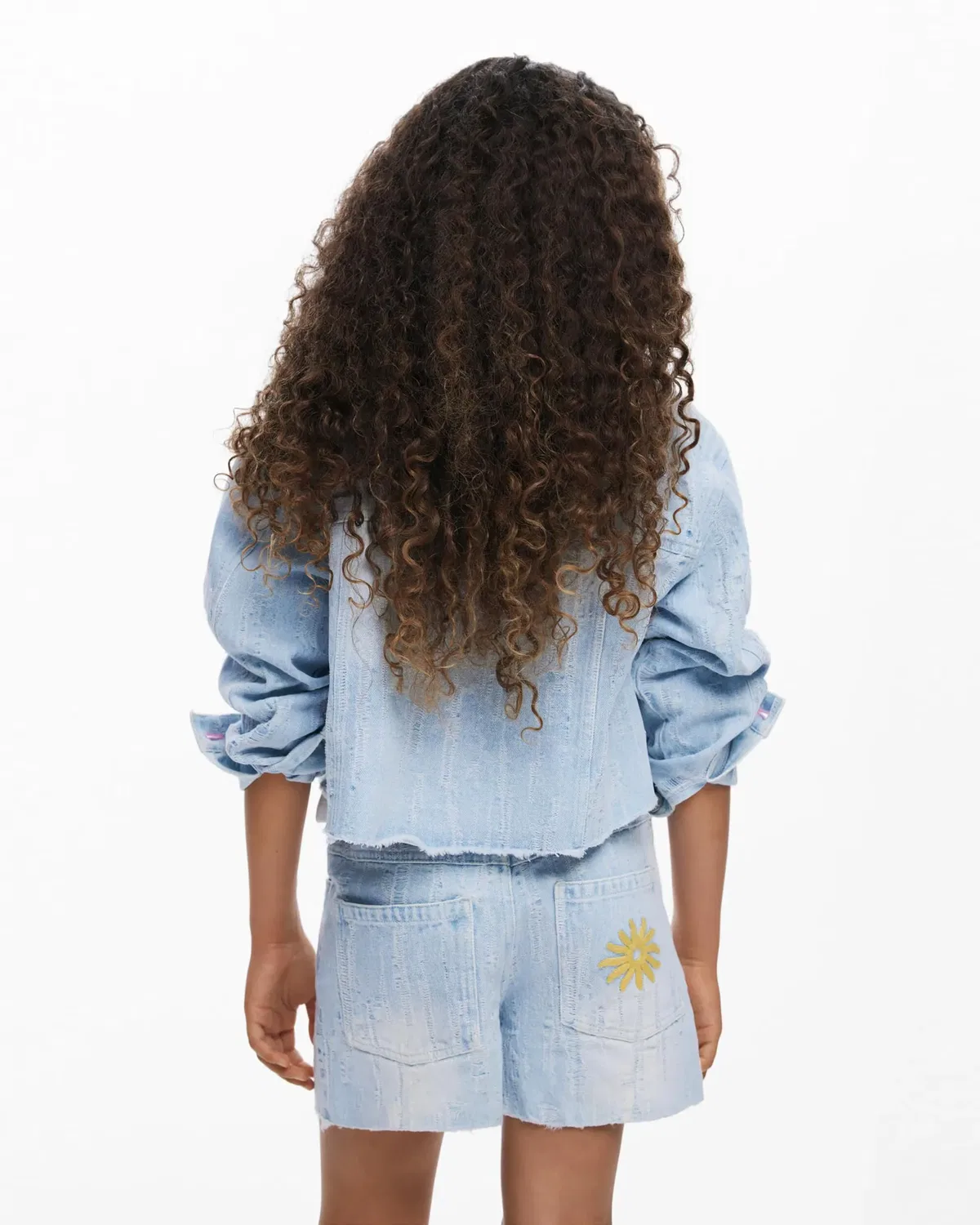 Детские шорты для девочек джинсовые с принтом Desigual, Denim — фото 4