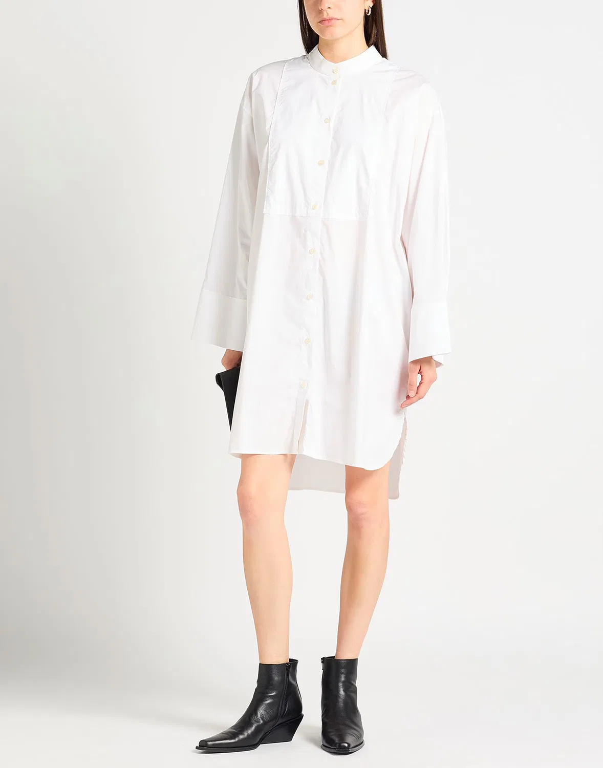 Женское платье-рубашка из хлопка с длинным рукавом Acne Studios, белый — фото 4