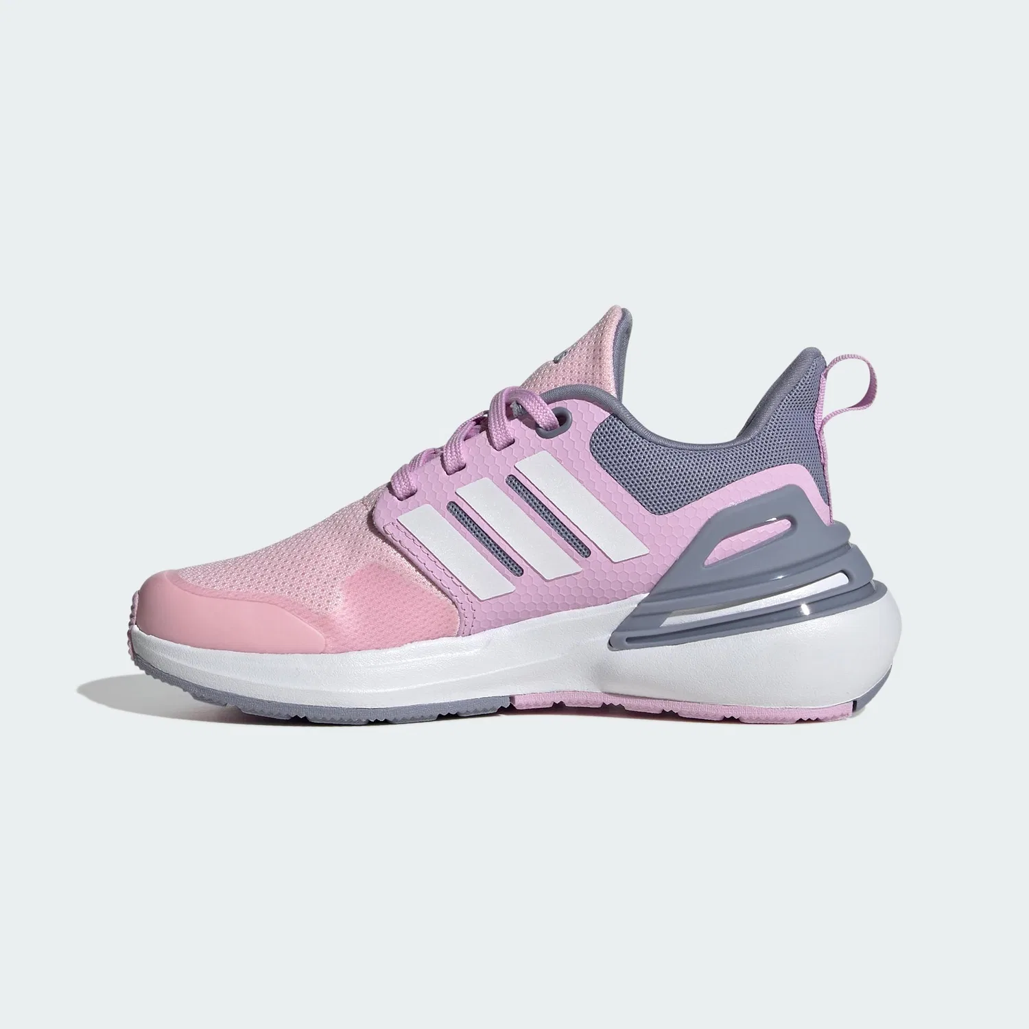 Детские кроссовки для мальчиков с принтом Rapidasport Bounce Lace Shoes Adidas, Clear Pink Cloud White Bliss Lilac — фото 2