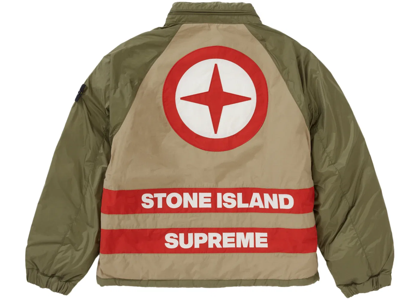 Мужская пуховая куртка-пуховик двусторонняя Supreme Stone Island Reversible Down Puffer Jacket, Olive — фото 4
