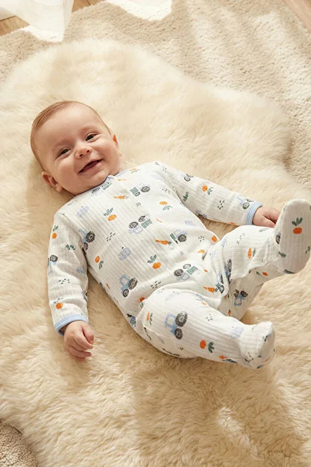 Детский комбинезон-кигуруми с принтом 3-Piece romper set with animal figures and patterns - zippered cotton bodysuit set Rocha Baby, Multicolor — фото 4