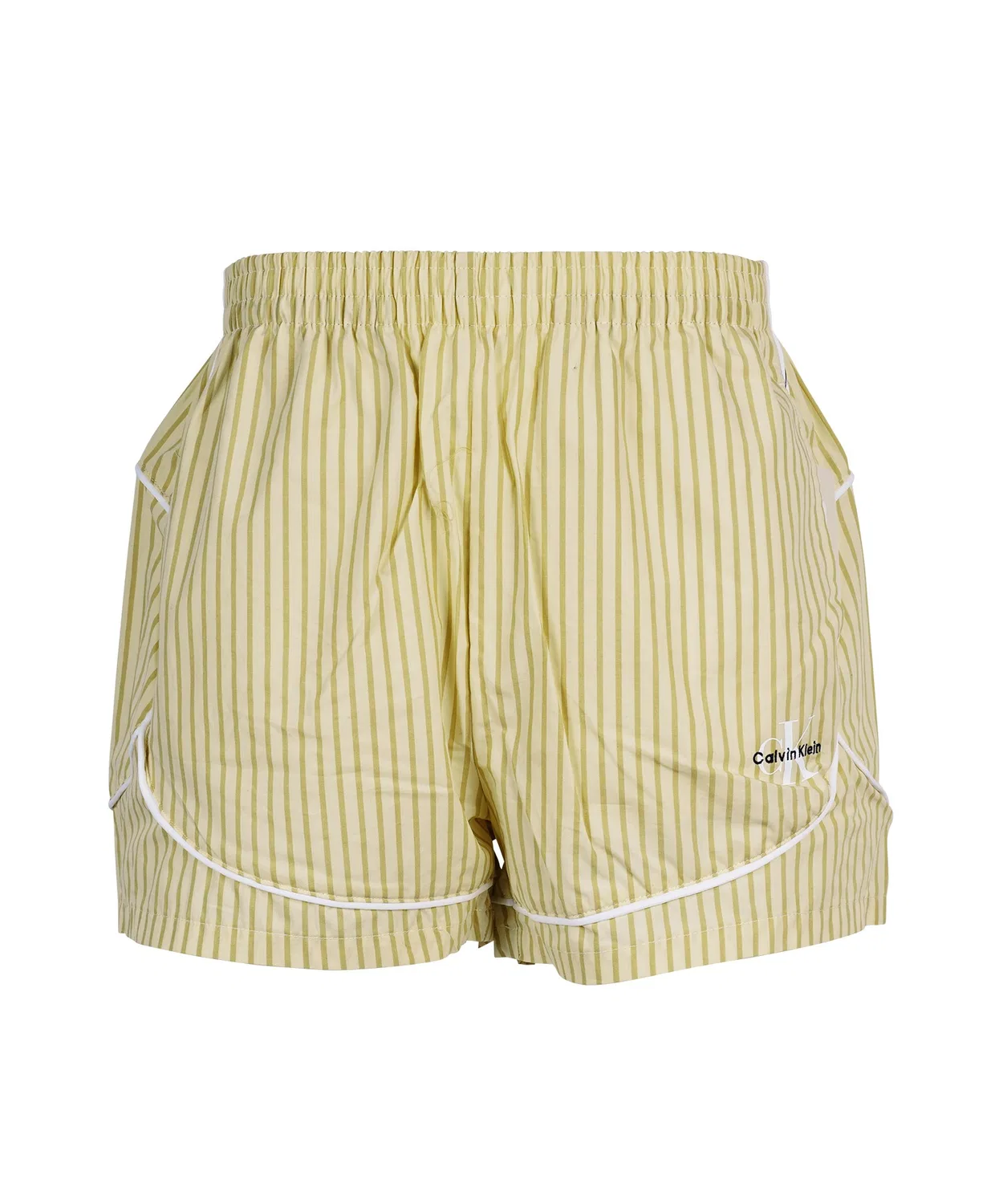 Женские шорты хлопковые с полоской Calvin Klein Cotton Poplin POPLIN TRACK SHORT, Желтый